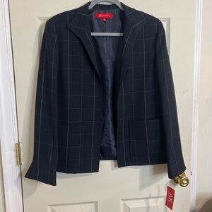 Anne Klein Black Blazer with Windowpane Design